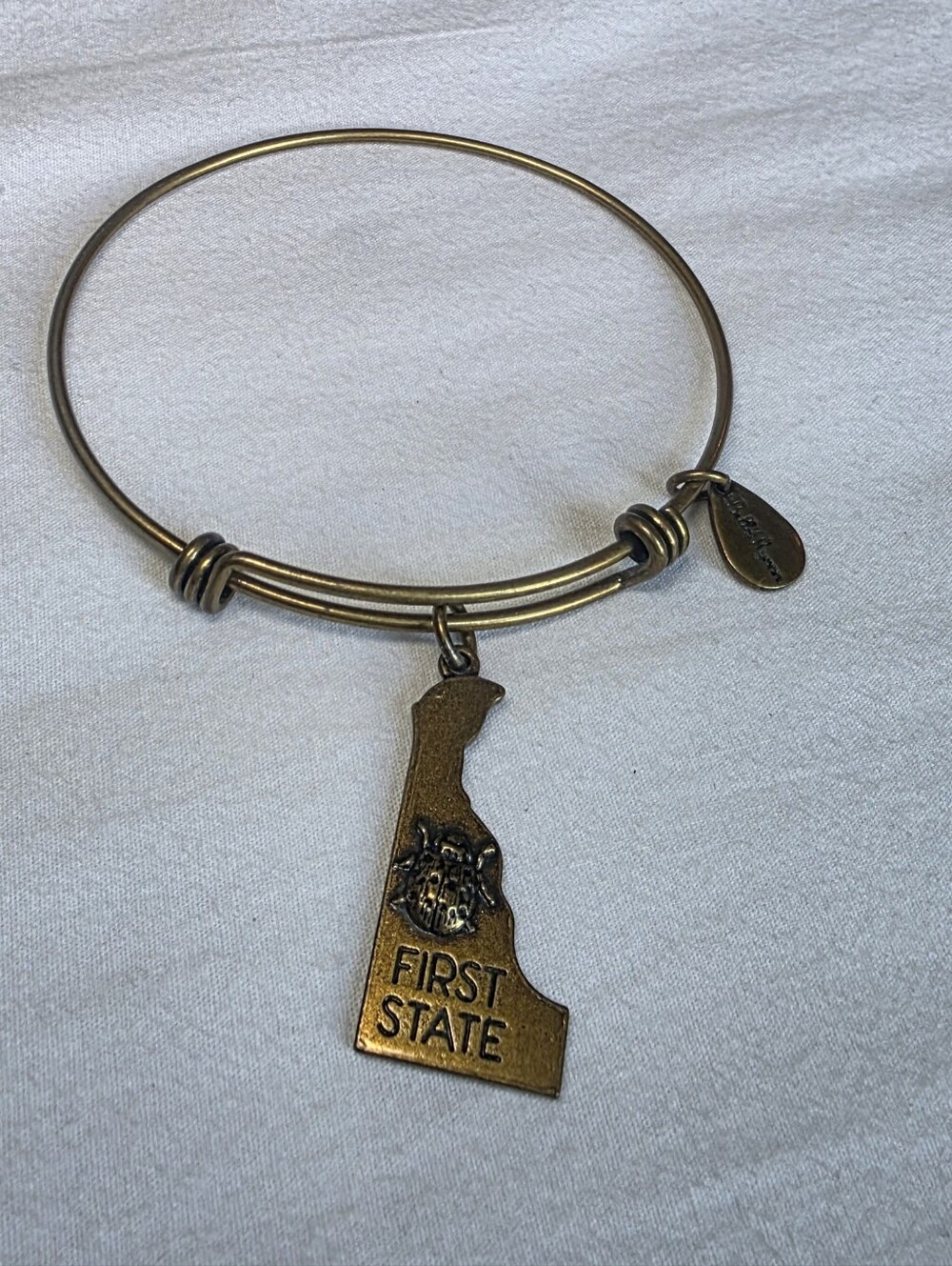 Bells Ryann Antique Gold 'First State' Delaware Charm Bangle Bracelet - Picture 3 of 4